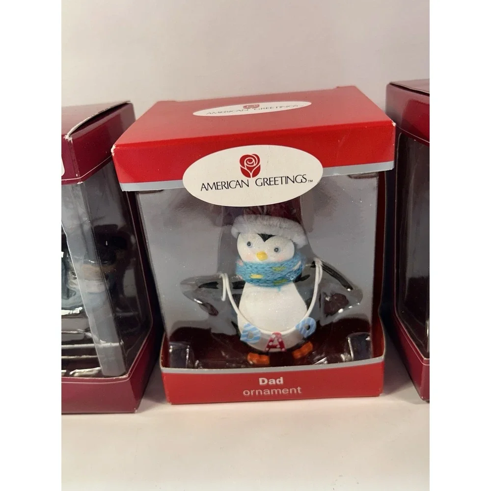 Christmas Ornaments Hallmark American Greetings 3 Penguin Dad Pet Dog Reindeer